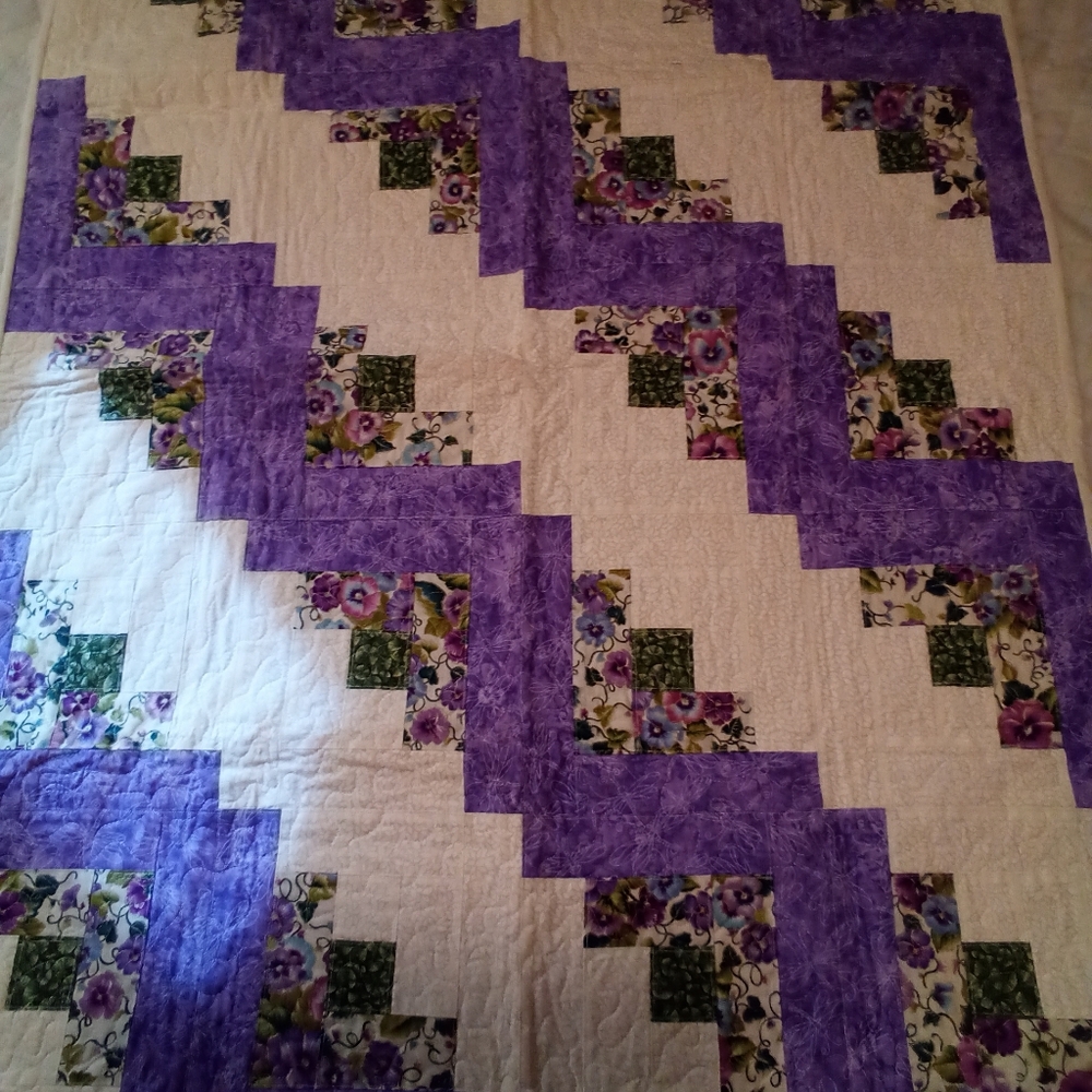 Handmade Purple and Floral Quilt